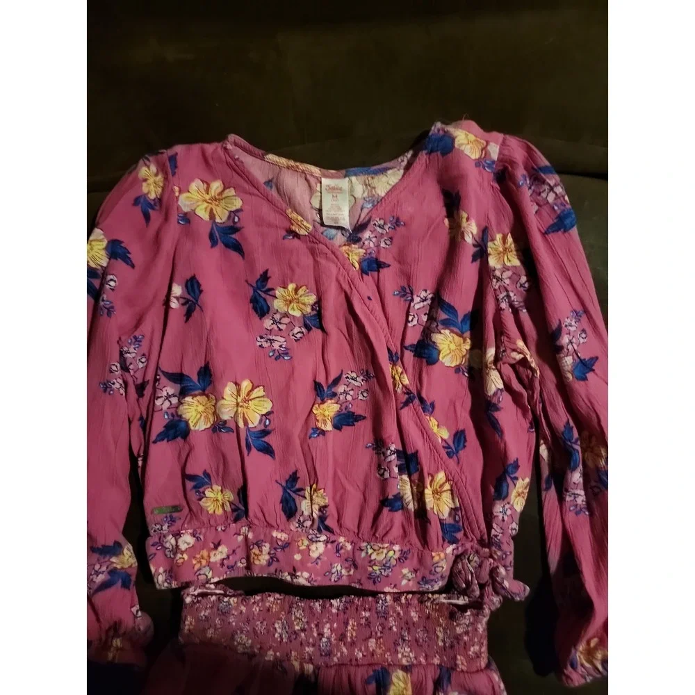 Justice floral long sleeve top‎ and shorts spring outfit size 10